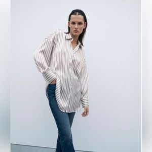 FLOWY LINED BUTTON SHIRT